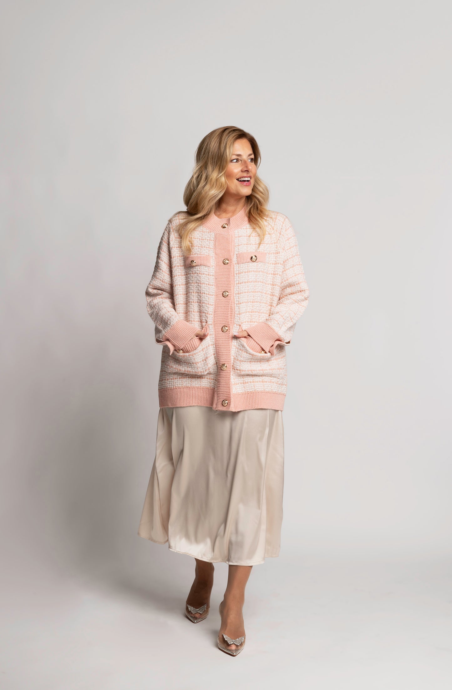 Eliza knit pink cardigan