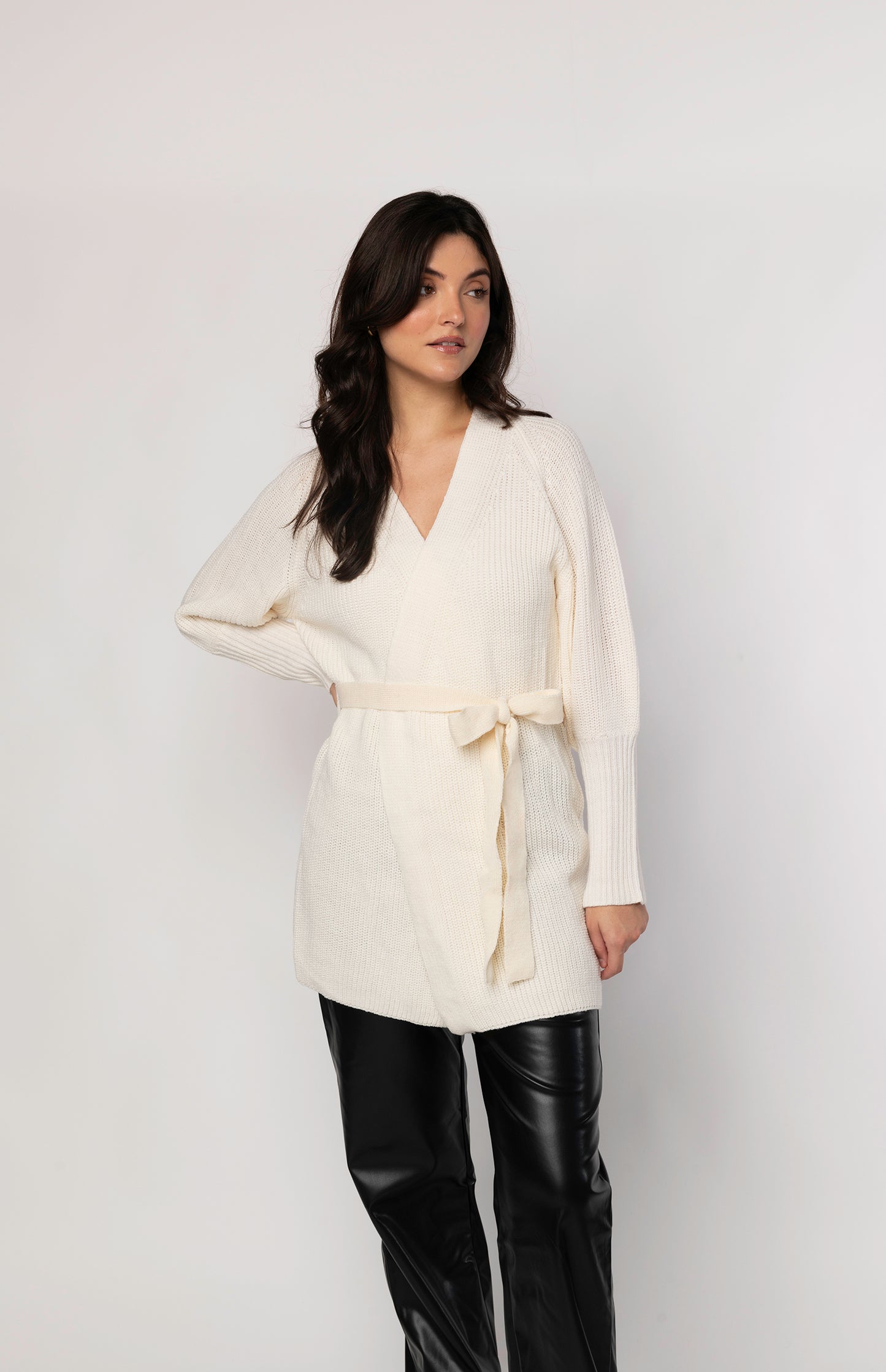 Nash belted knit cardigan